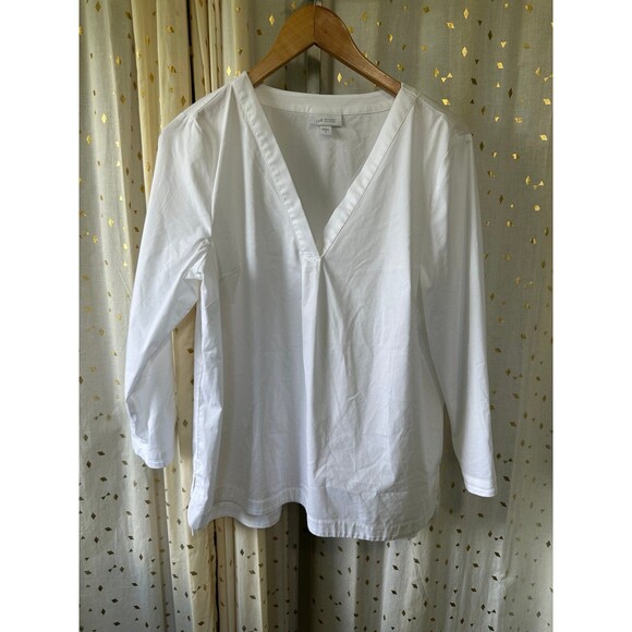 J. Jill White Shirt Collection Quarter Sleeve V-Neck Popover Tunic top M - Picture 2 of 6